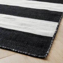 Accra Outdoor Stripe Rug - Black/Ivory -Home Decor Shop webimage 620000821 620008224 620008225 DTL